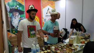 Companies from Kyrgyzstan take part in an exhibition in Seoul, Republic of Korea